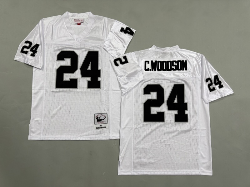Men 2025 Nike Oakland Raiders #24 Woodson white Throwback Limited NFL Jersey style 001->oakland raiders->NFL Jersey